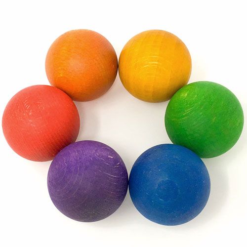 grapat houten ballen - regenboog (6st) grapat houten ballen - regenboog (6st) | 15-126 | 1