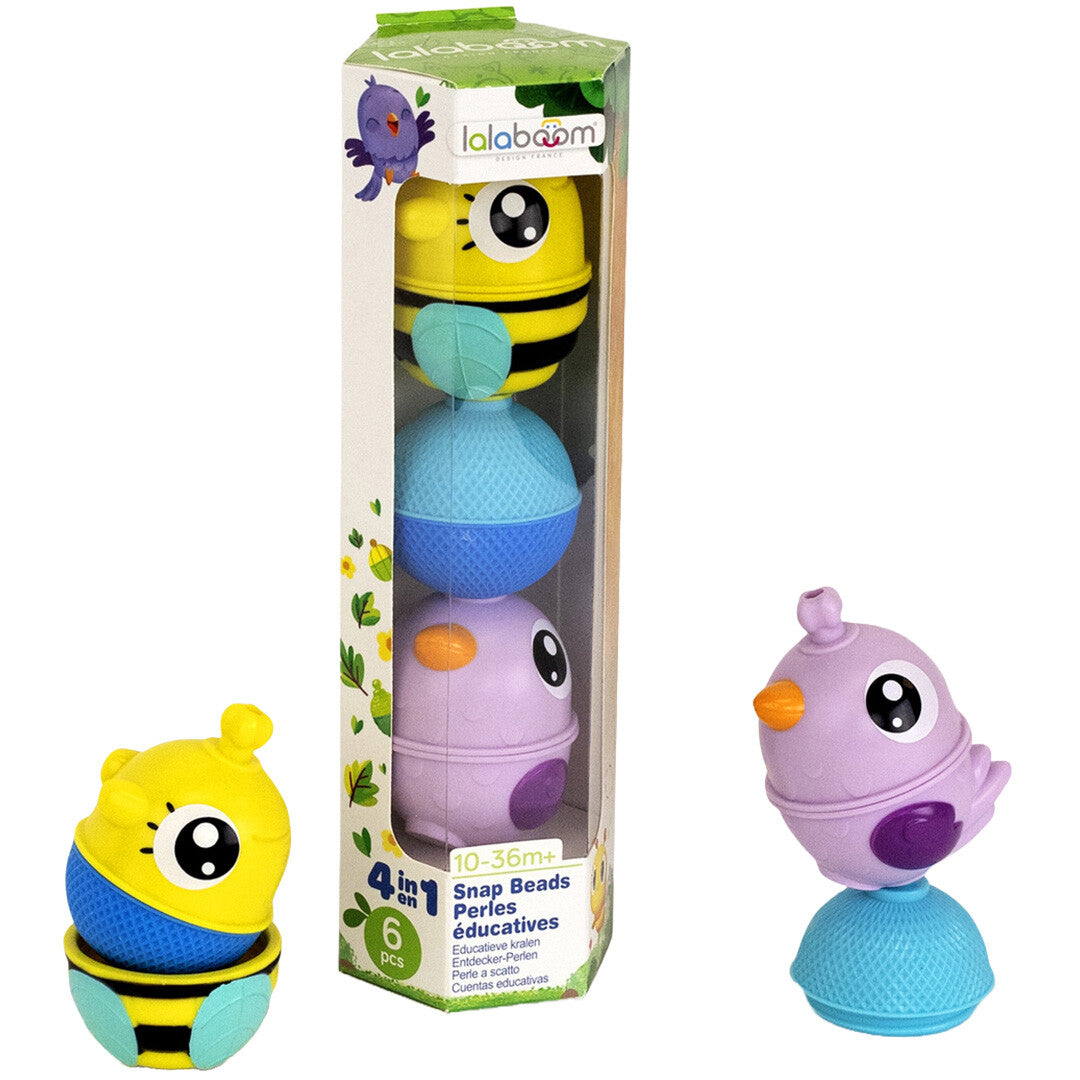 Lalaboom klikkralen vogel en bij - paars - 6st
