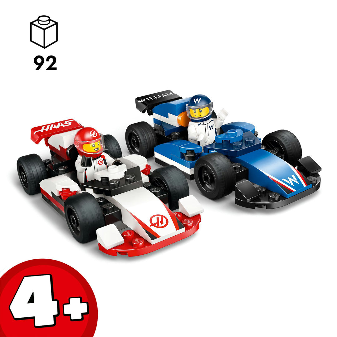 LEGO city f1 williams racing en haas f1 racewagens