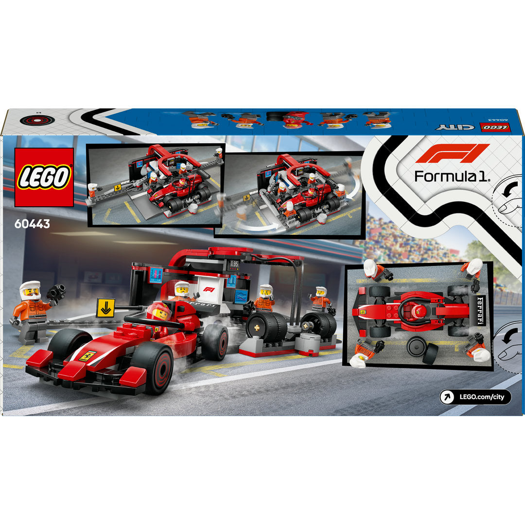 LEGO city f1 pitstop en pitcrew met ferrari auto