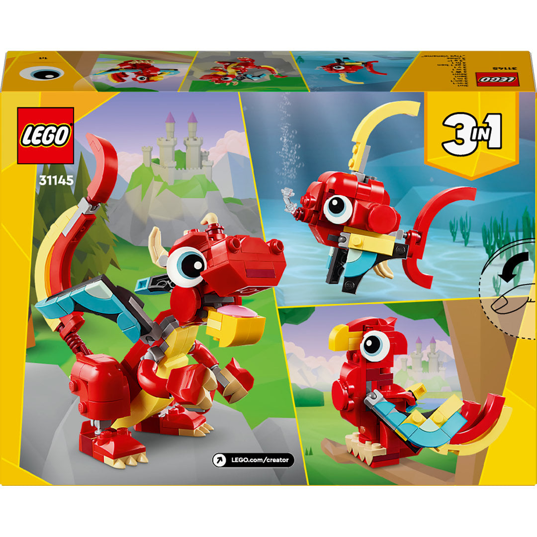 LEGO creator rode draak 3-in-1 dierenset