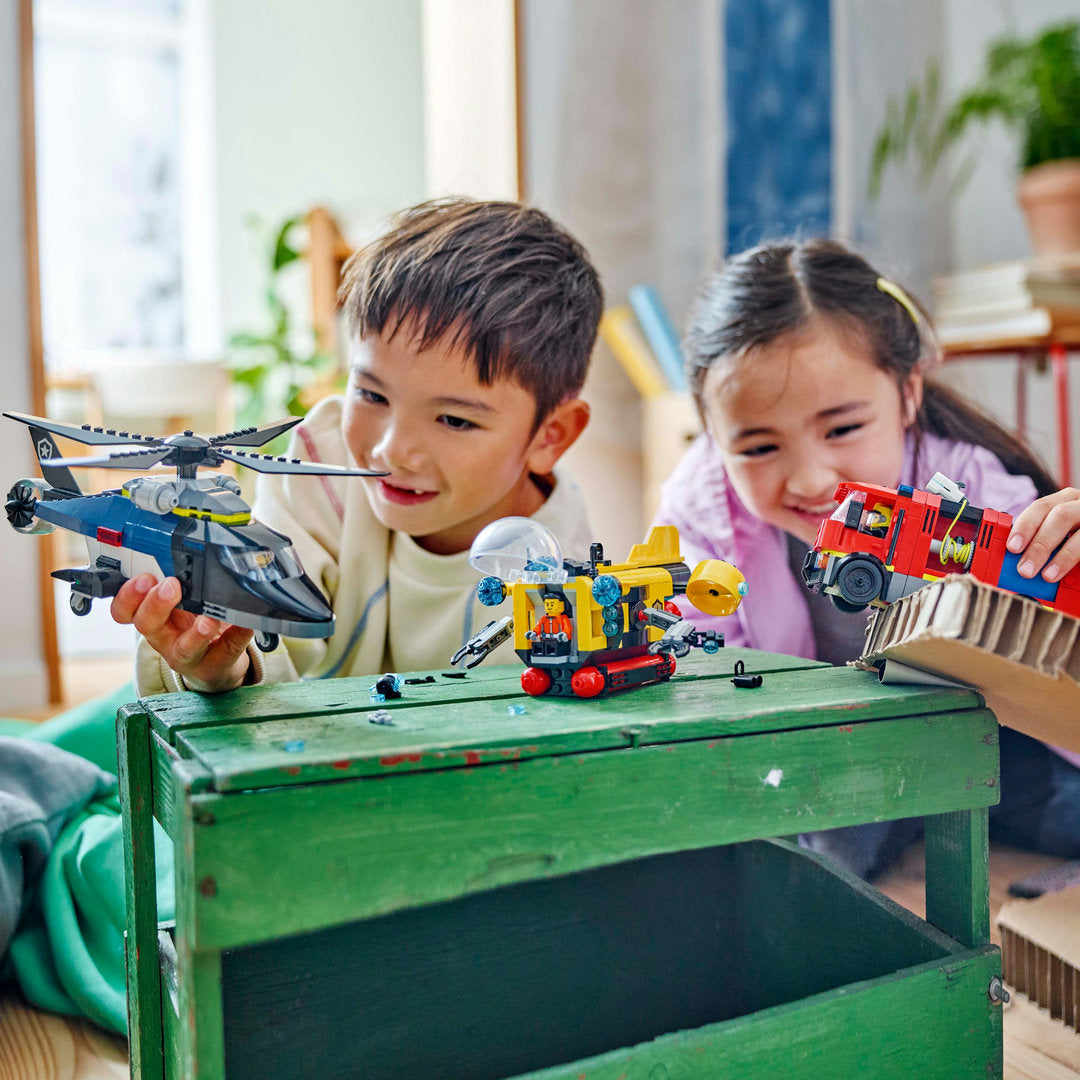 LEGO city helikopter brandweerauto en onderzeeër remix