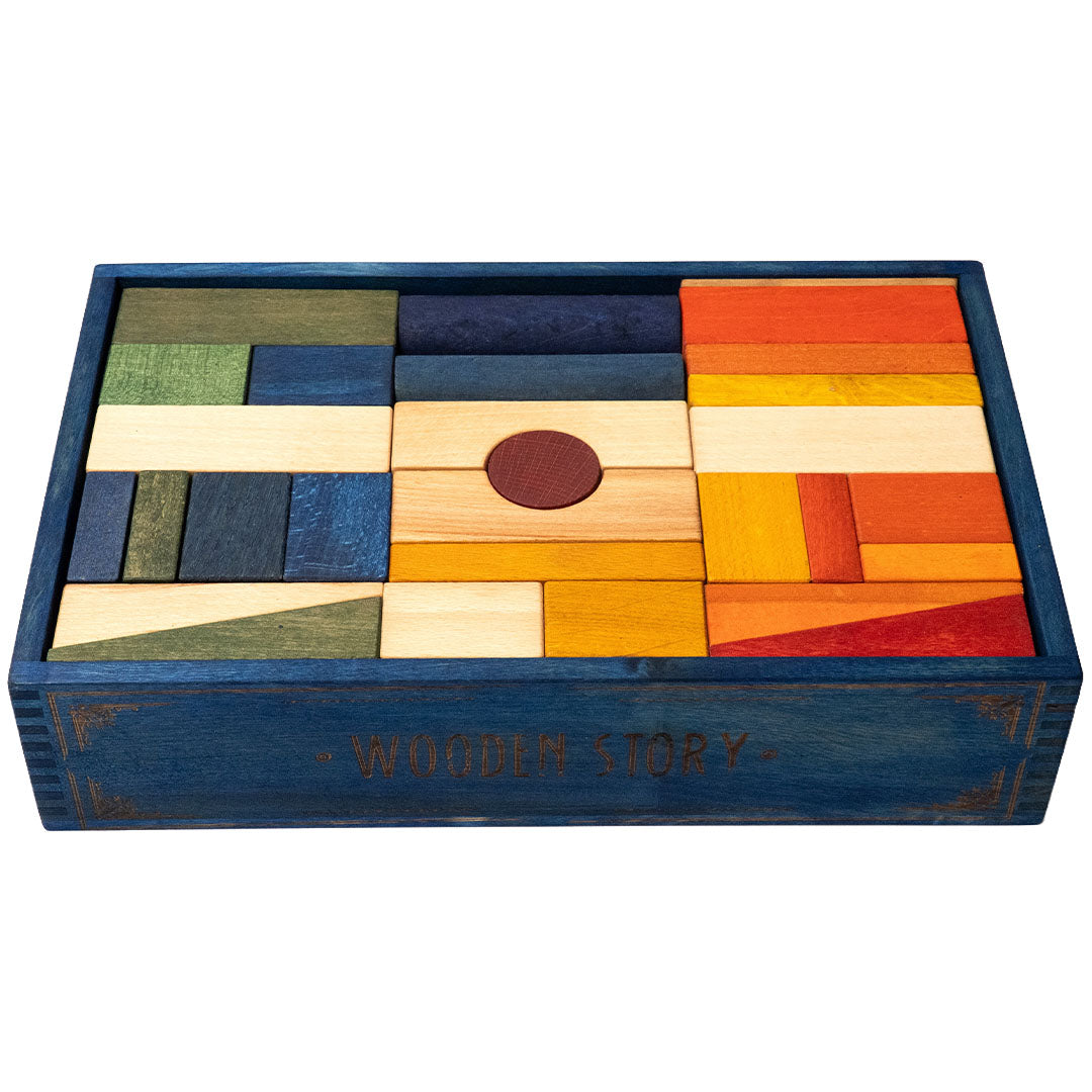 wooden story stapelblokken - blauw - 63st | WS406 | 2