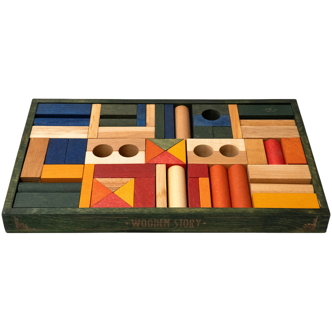 wooden story stapelblokken - groen - 54st | WS402 | 2
