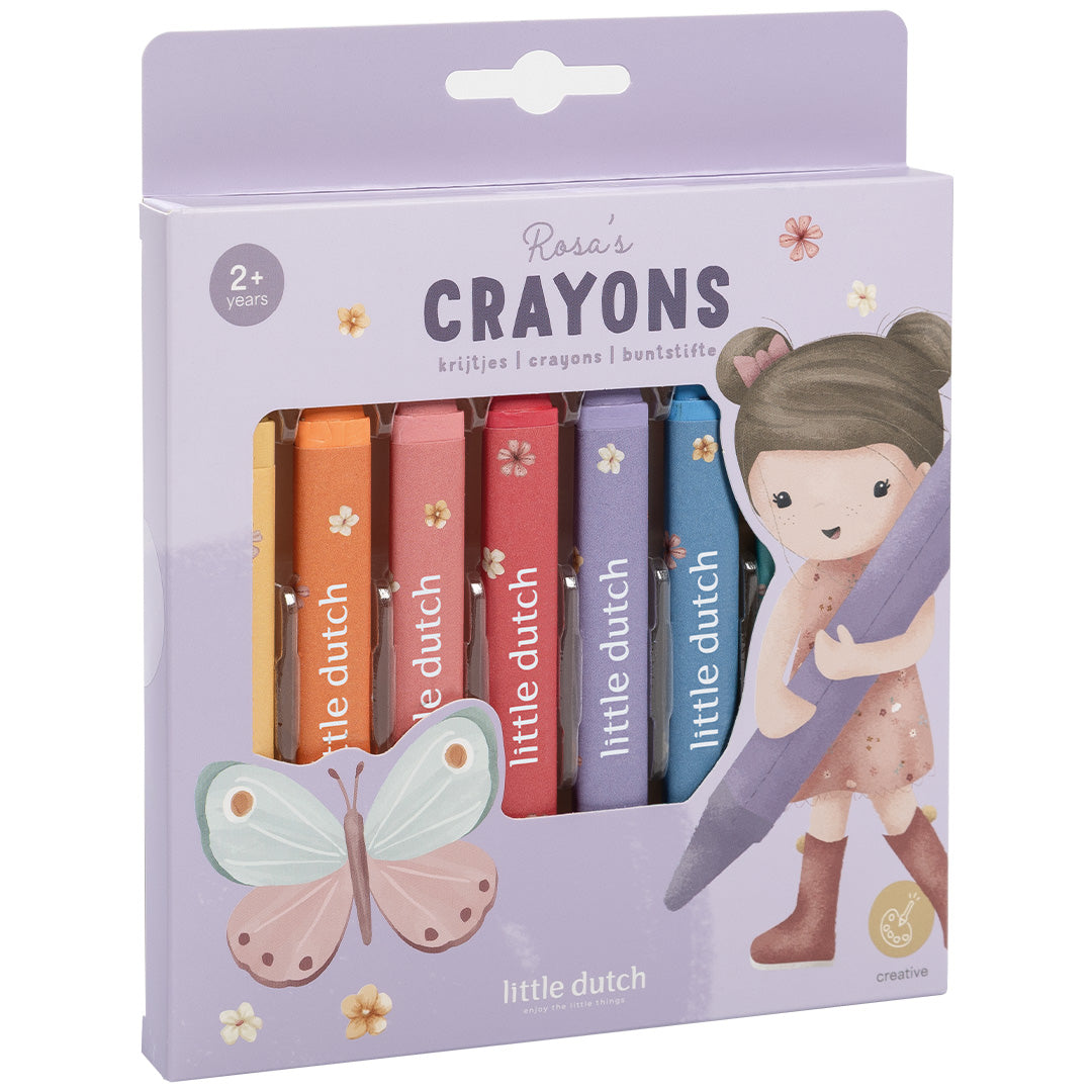 126701 | little dutch waskrijtjes rosa - meerkleurig - 8st | 1