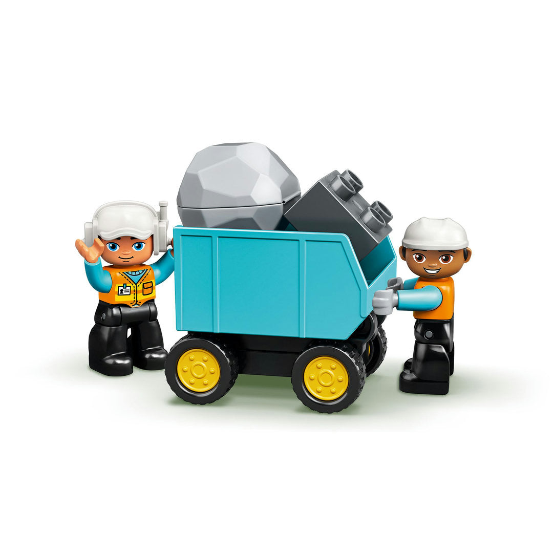 LEGO DUPLO construction truck en graafmachine met rupsbanden (20 onderdelen)
