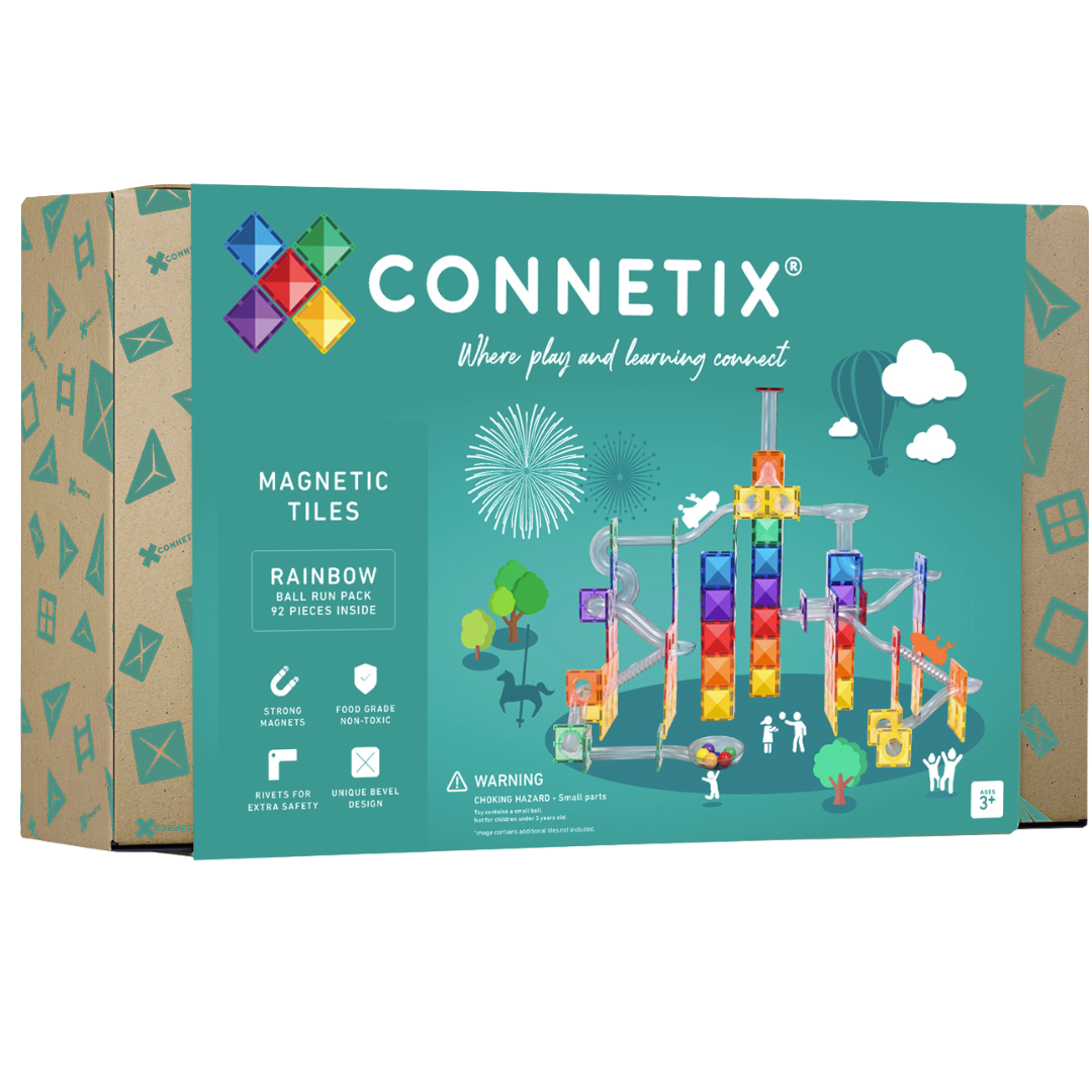 connetix magnetische tegels knikkerbaan - rainbow - 92st