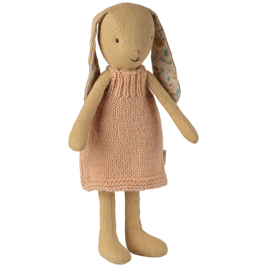 maileg knuffelkonijn met gebreid jurkje - cremegeel - 22cm | 16-6100-00 | 1