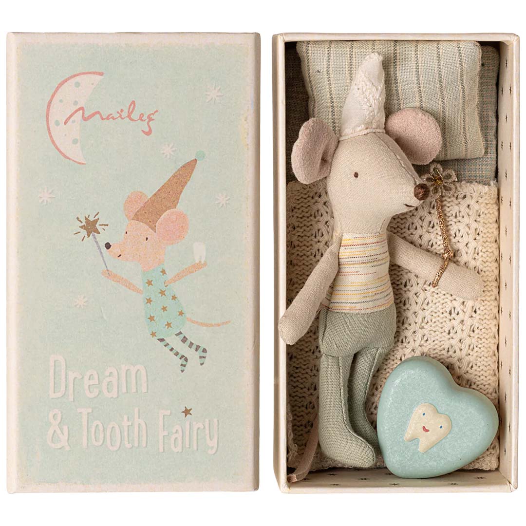 maileg knuffelmuis tandenfee - kleine broer in luciferdoos - 11 cm | 17-5108-00 | 