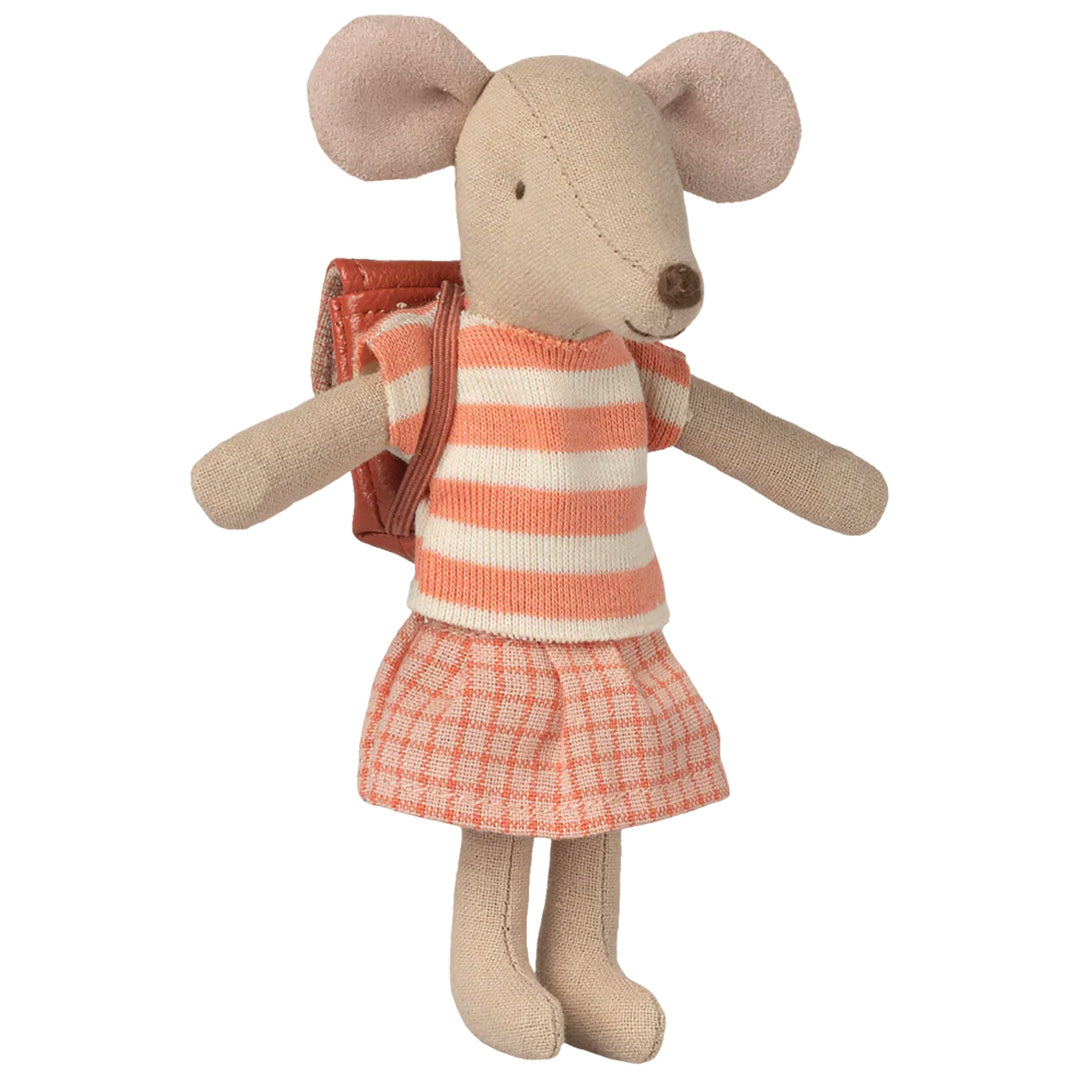 maileg knuffelmuis driewiel grote zus - koraal - 13 cm | 17-6205-00 | 1
