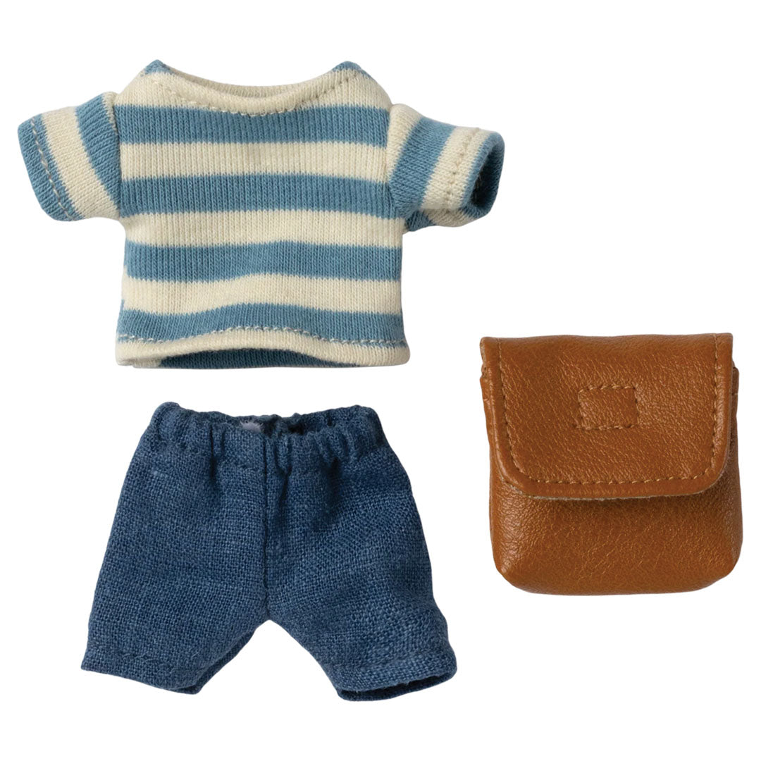maileg poppenkleding met tas - grote broer muis - bruin | 17-6206-01| 1