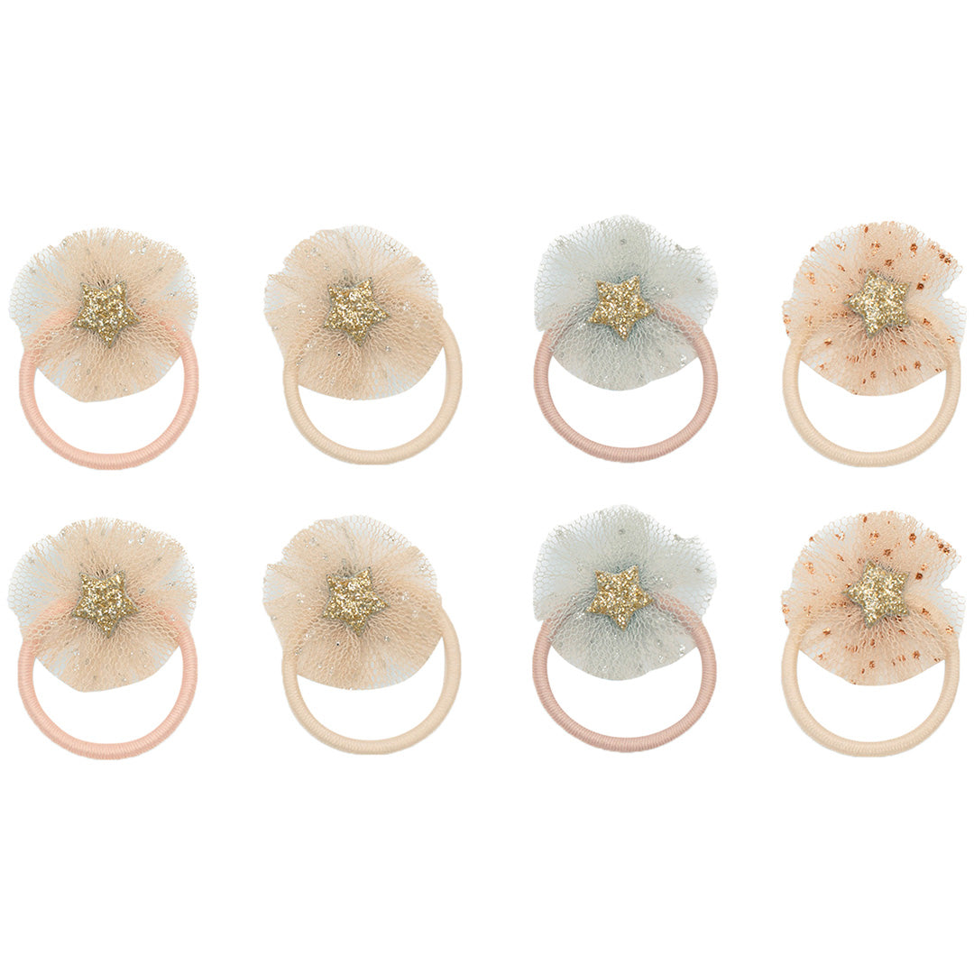 mimi & lula haarelastiekjes tulle rosette mini - neutral - 8st | 172012-22 | 0