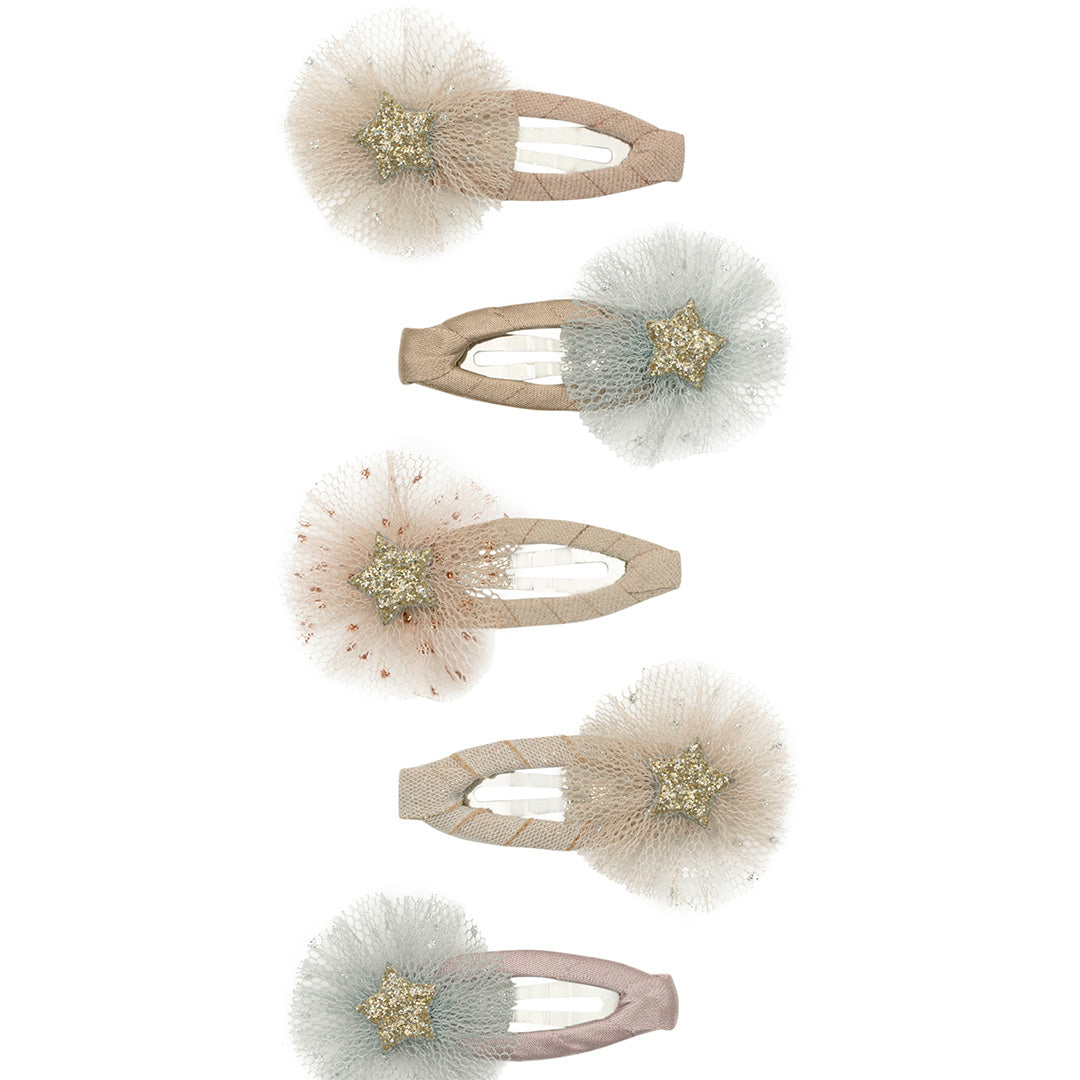 mimi & lula haarspeldjes mini tulle rosette - neutral - 5st | 172013-22 | 0