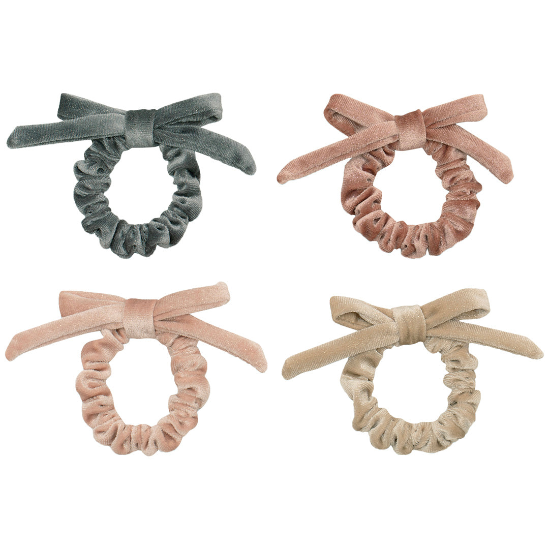 mimi & lula haarelastiekjes sparkle velvet bow - pink multi - 4st | 172017-27 | 0
