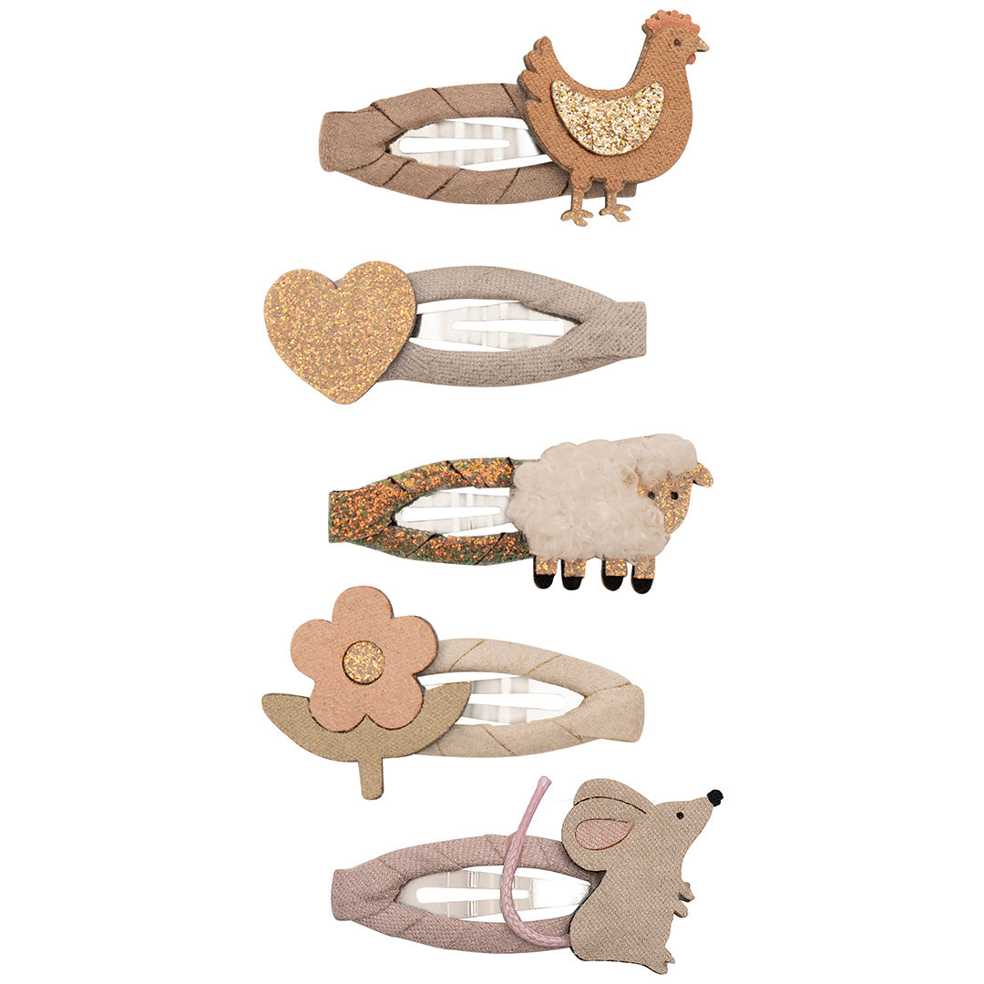 mimi & lula haarspeldjes farm animal - neutral - 5st | 172028-22 | 0