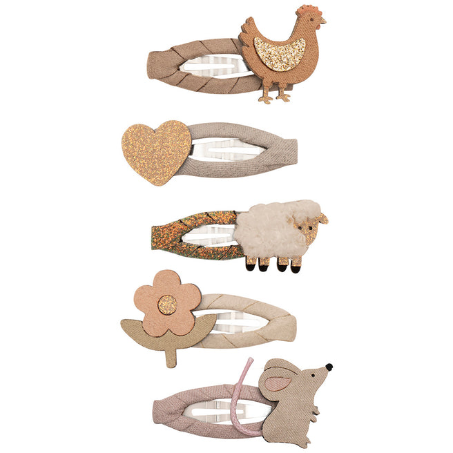 mimi & lula haarspeldjes farm animal - neutral - 5st | 172028-22 | 0