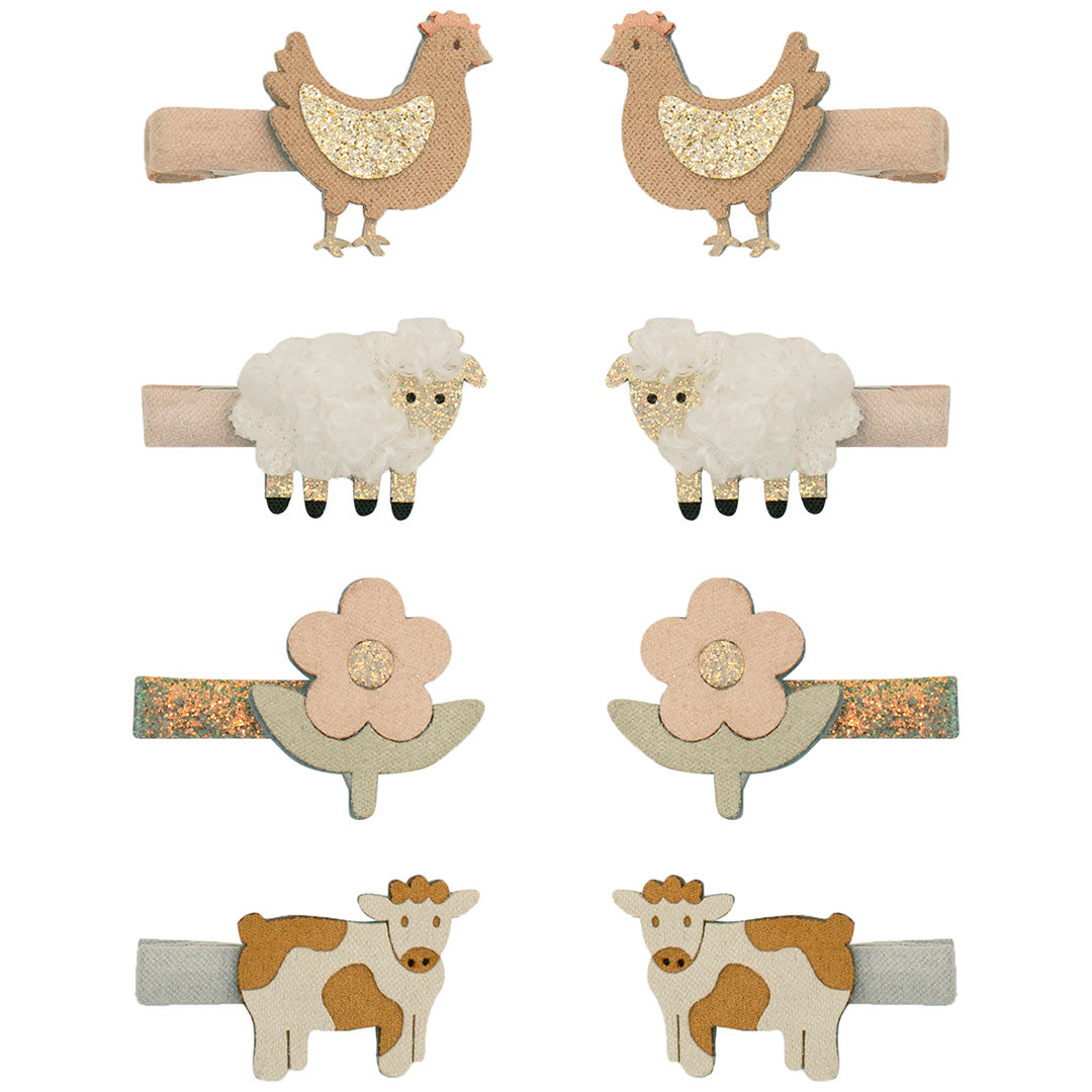 mimi & lula haarclipjes farm animal - neutral - 8st | 172029-22 | 0