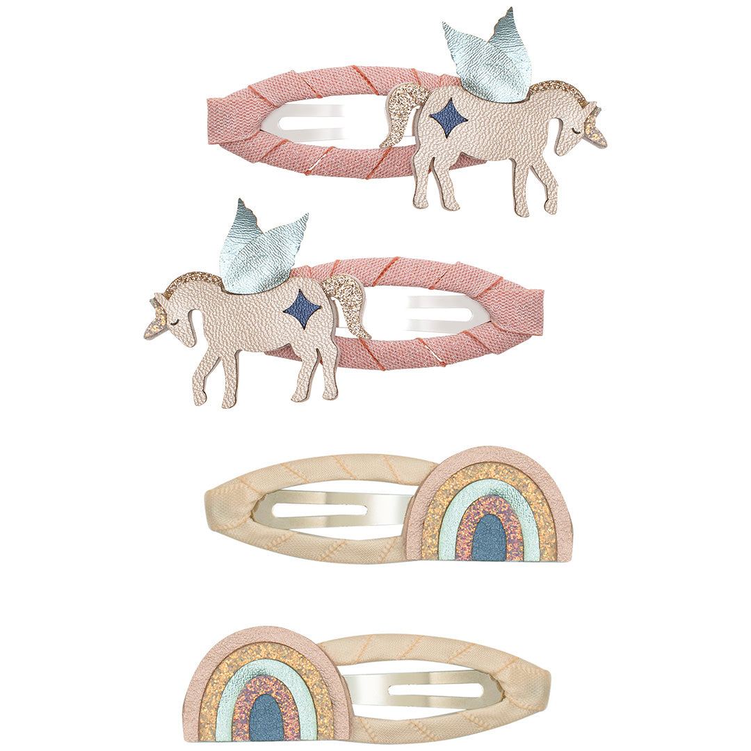 mimi & lula haarspeldjes winged unicorn and rainbow - pink multi - 4st | 172031-27 | 0