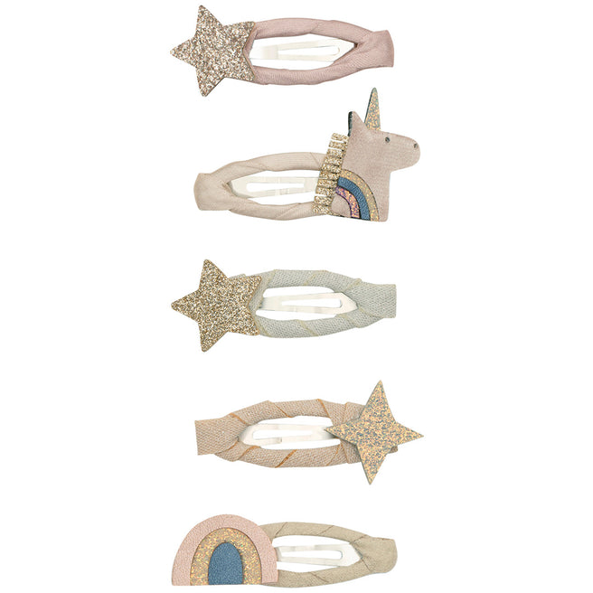 mimi & lula haarspeldjes celeste unicorn - pink multi - 5st | 172034-27 | 0
