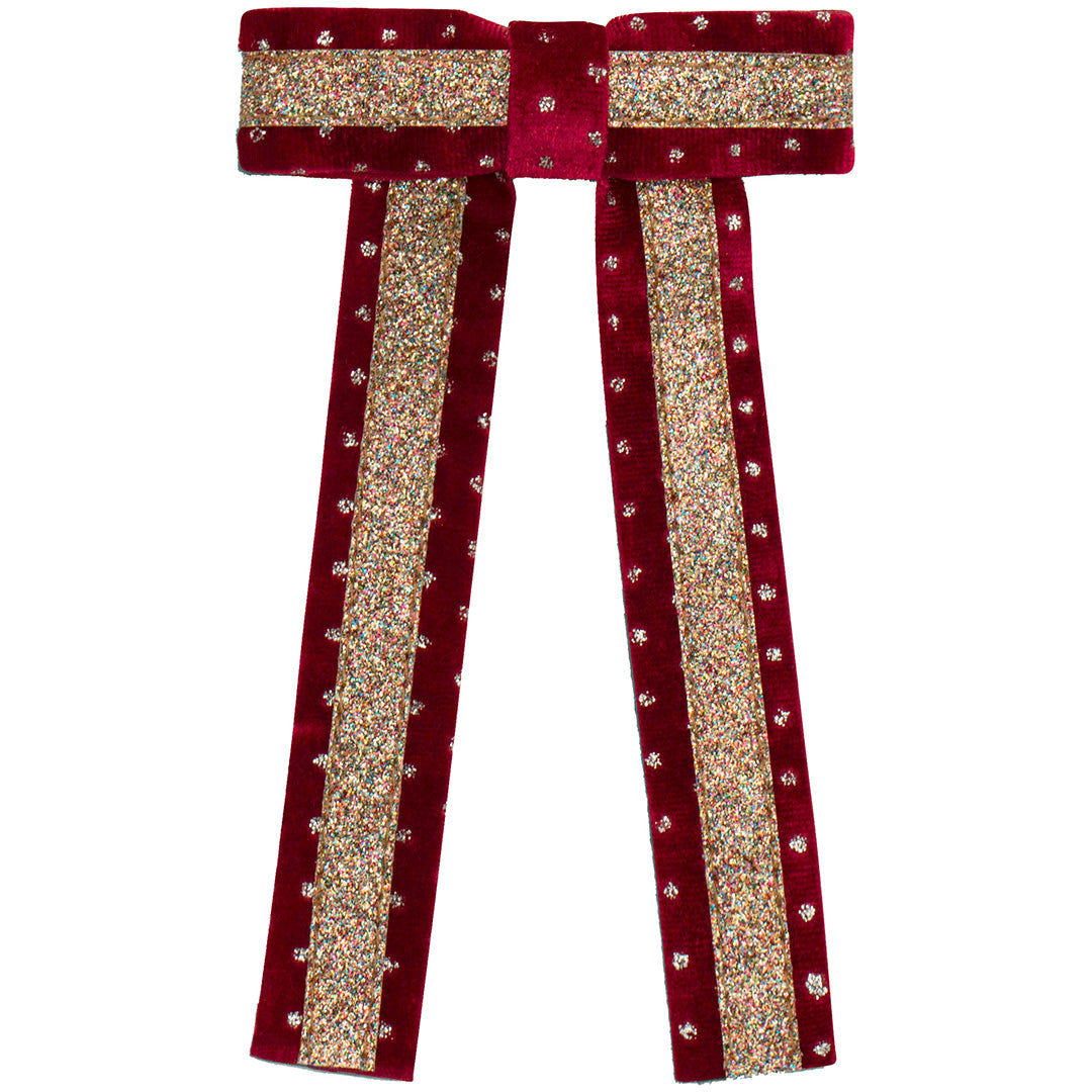 mimi & lula haarclip strik circus glitter - red | 172044-29 | 0