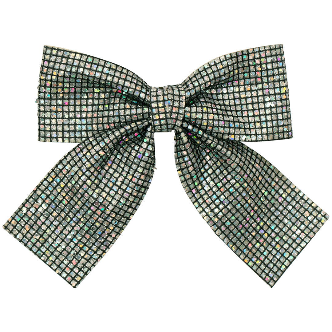 mimi & lula haarclip disco ball oversized bow - silver | 172052-06 | 0