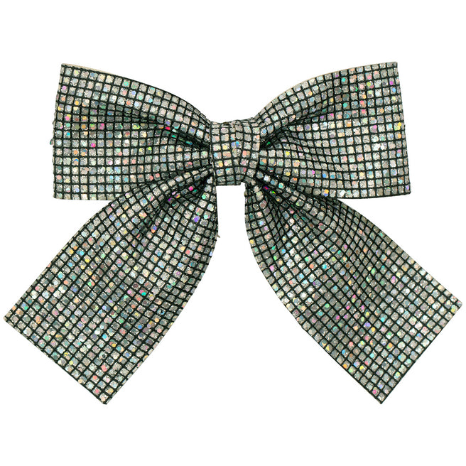 mimi & lula haarclip disco ball oversized bow - silver | 172052-06 | 0
