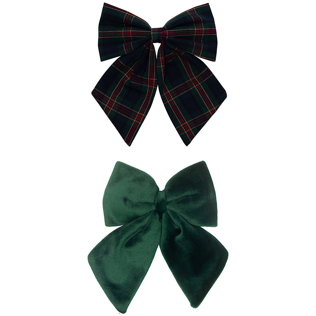 mimi & lula haarclipjes agnes bow tartan - green - 2st | 172075-17 | 0