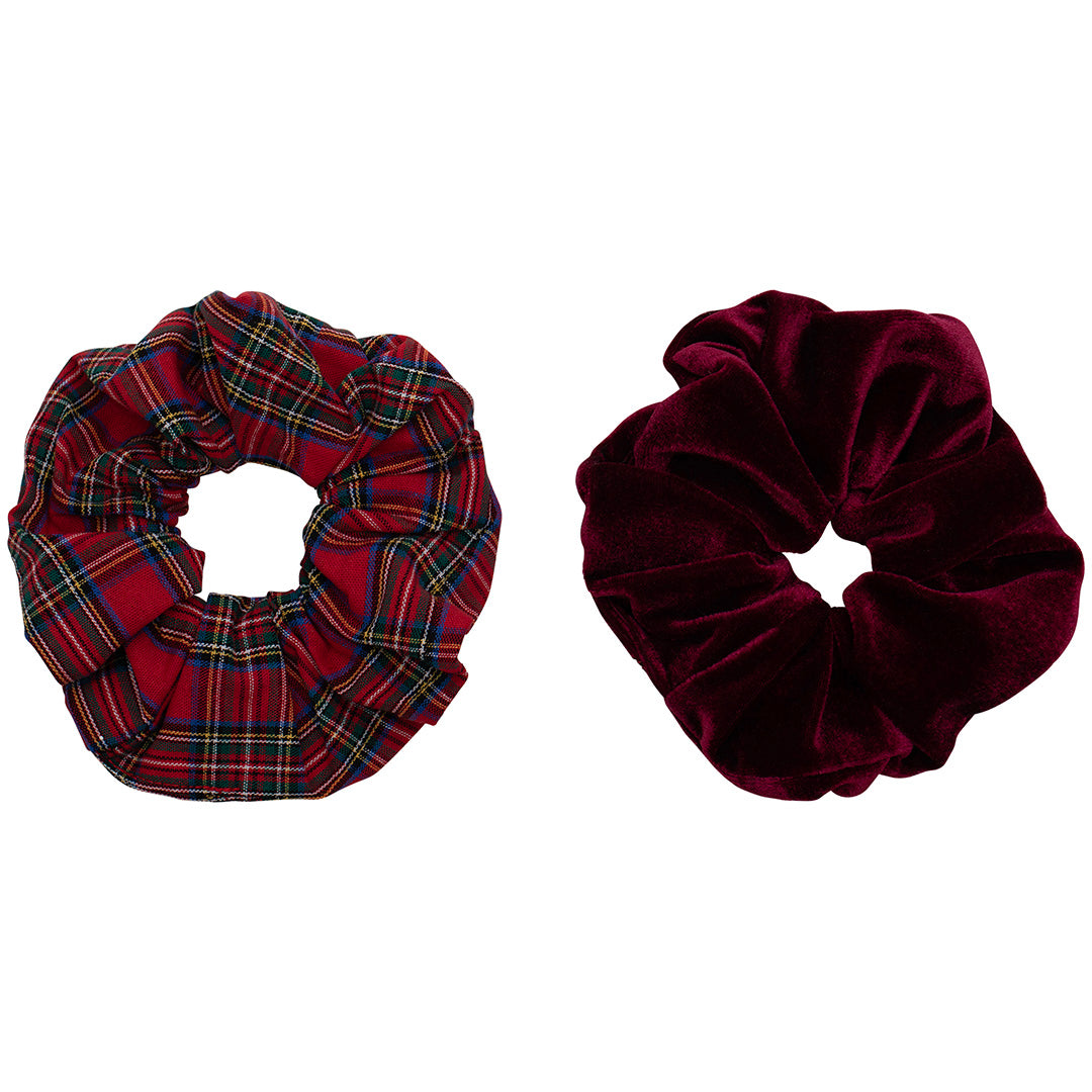 mimi & lula haarelastiekjes scrunchies tartan giant - red - 2st | 172080-14 | 0