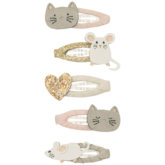 mimi & lula haarspeldjes cat and mouse - pink multi - 5st | 172089-27 | 0
