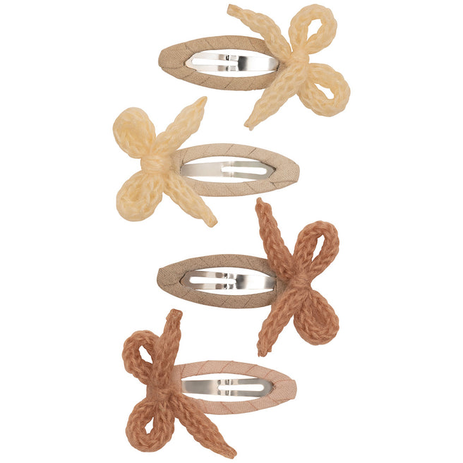 mimi & lula haarspeldjes granny knitted bow - neutral - 4st | 172094-22 | 0