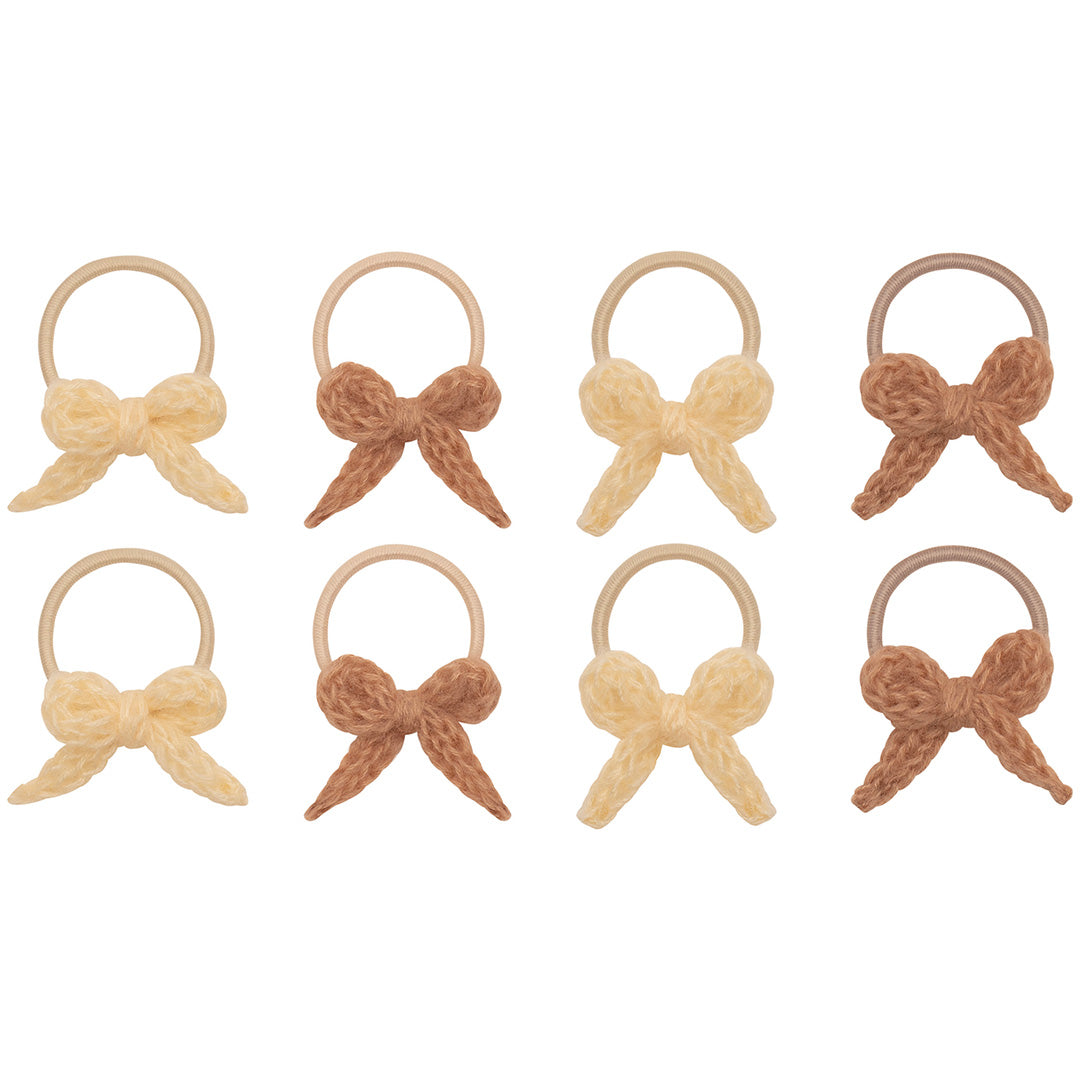 mimi & lula haarelastiekjes granny knitted bow mini - neutral - 8st | 172095-22 | 0