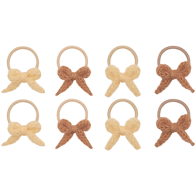 mimi & lula haarelastiekjes granny knitted bow mini - neutral - 8st | 172095-22 | 0