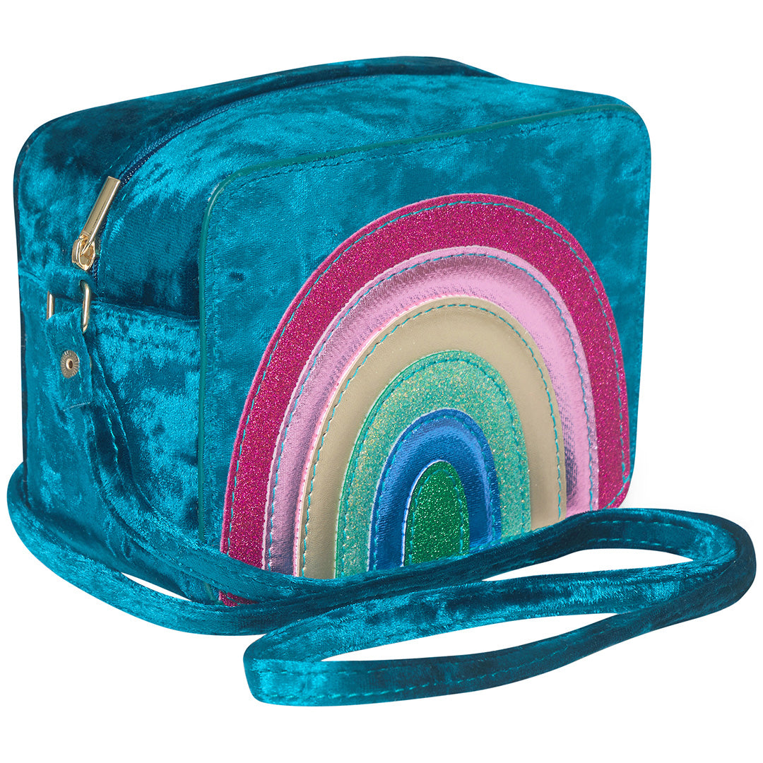 mimi & lula schoudertasje radiant rainbow velvet - teal multi | 173005-35 | 0