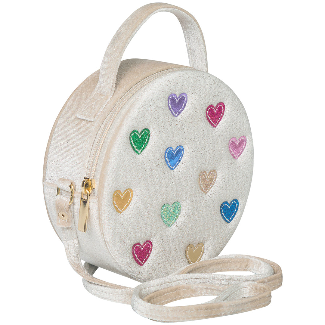 mimi & lula schoudertasje jazzy hearts velvet - beige | 173017-61 | 0