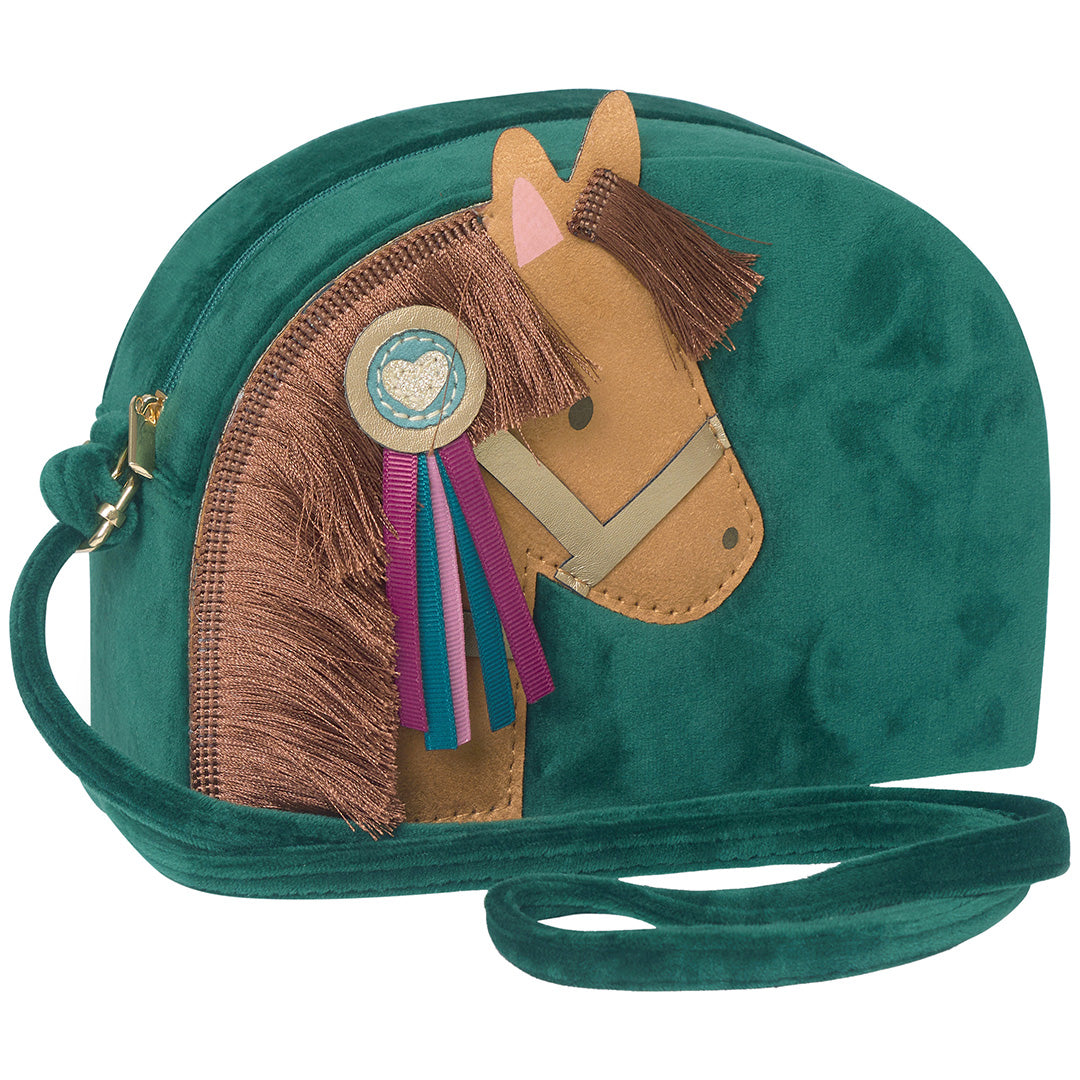 mimi & lula schoudertasje pony pal velvet - green | 173018-17 | 0