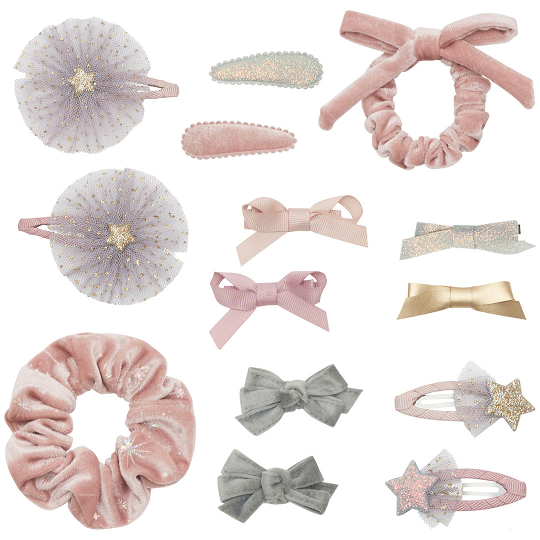 174005-04 | mimi & lula kerstsok met haaraccessoires stocking - roze - 14st | 2