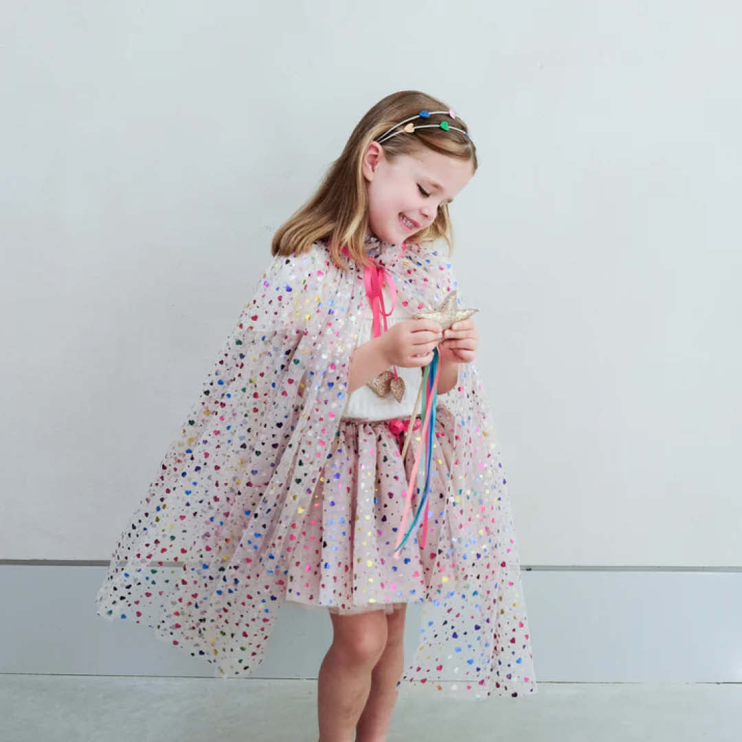 mimi & lula verkleedcape rainbow hearts - beige | 175014-61 | 1