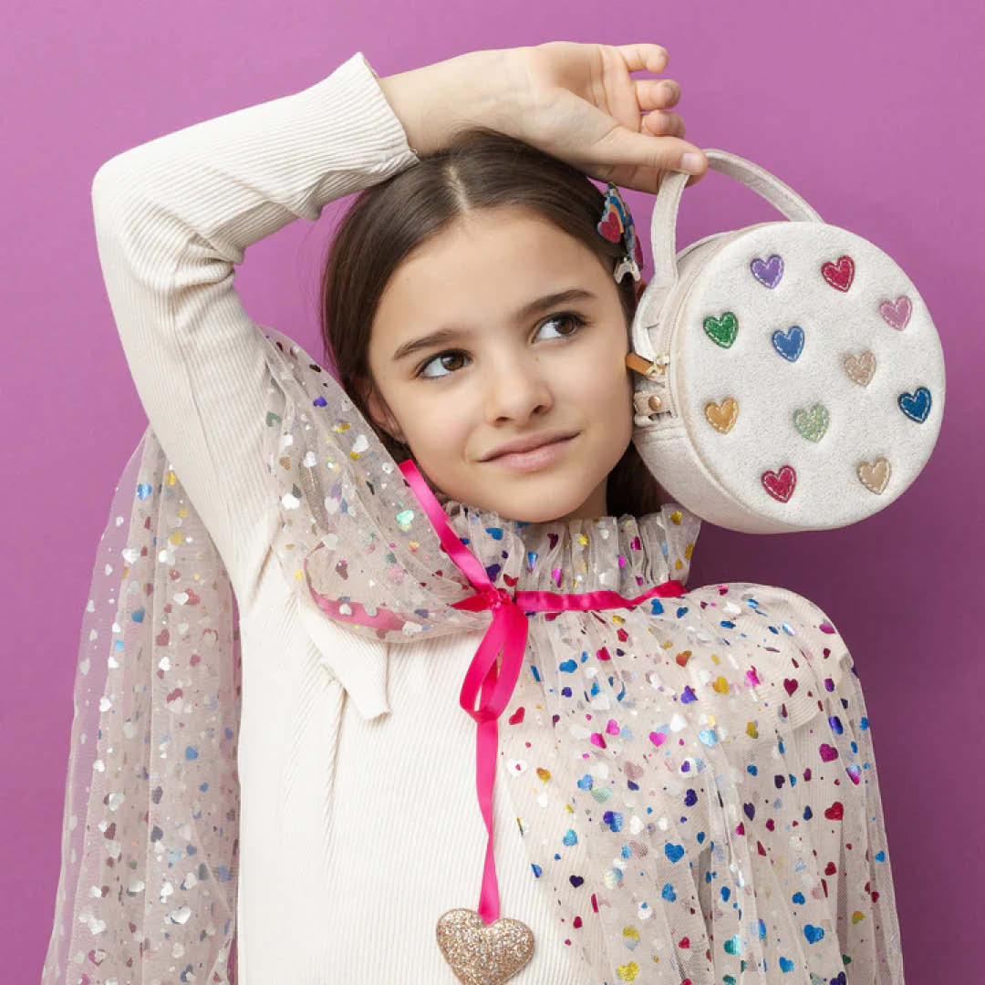 mimi & lula verkleedcape rainbow hearts - beige | 175014-61 | 3