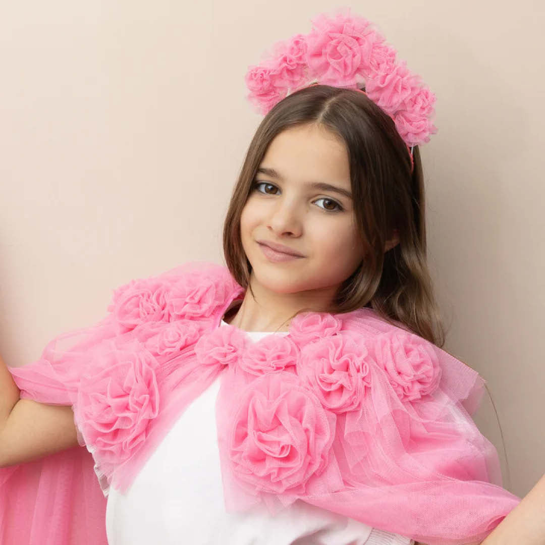 mimi & lula diadeem ruffle flower - pink | 175019-04 | 3