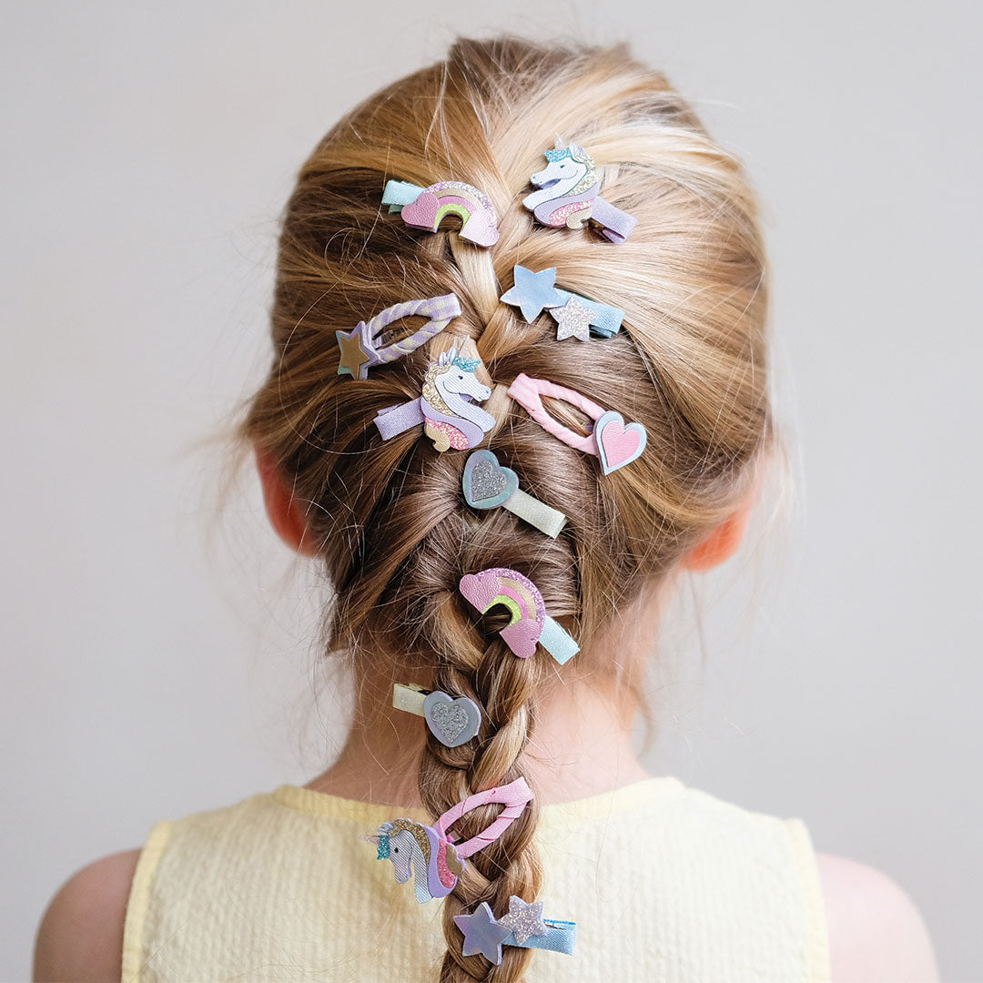 mimi & lula haarclipjes dreamy unicorn mini - 8 st