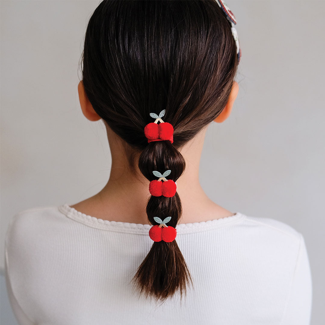 mimi & lula haarelastiekjes pom pom cherries - 4 st | 182073-14 | 2