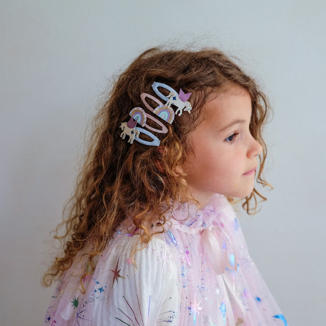 mimi & lula haarclipjes unicorn and rainbow - 4st
