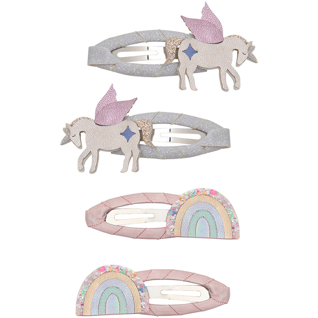 mimi & lula haarclipjes unicorn and rainbow - 4st
