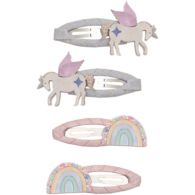 mimi & lula haarclipjes unicorn and rainbow - 4st