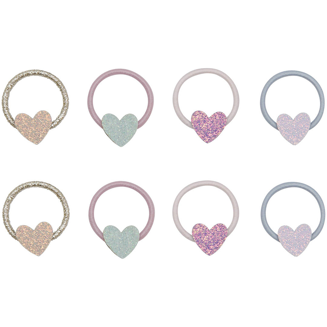 mimi & lula haarelastiekjes mini teeny heart - zilver - 8st