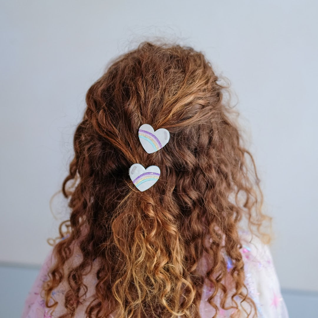 mimi & lula haarclipjes rainbow stripe heart - 2st