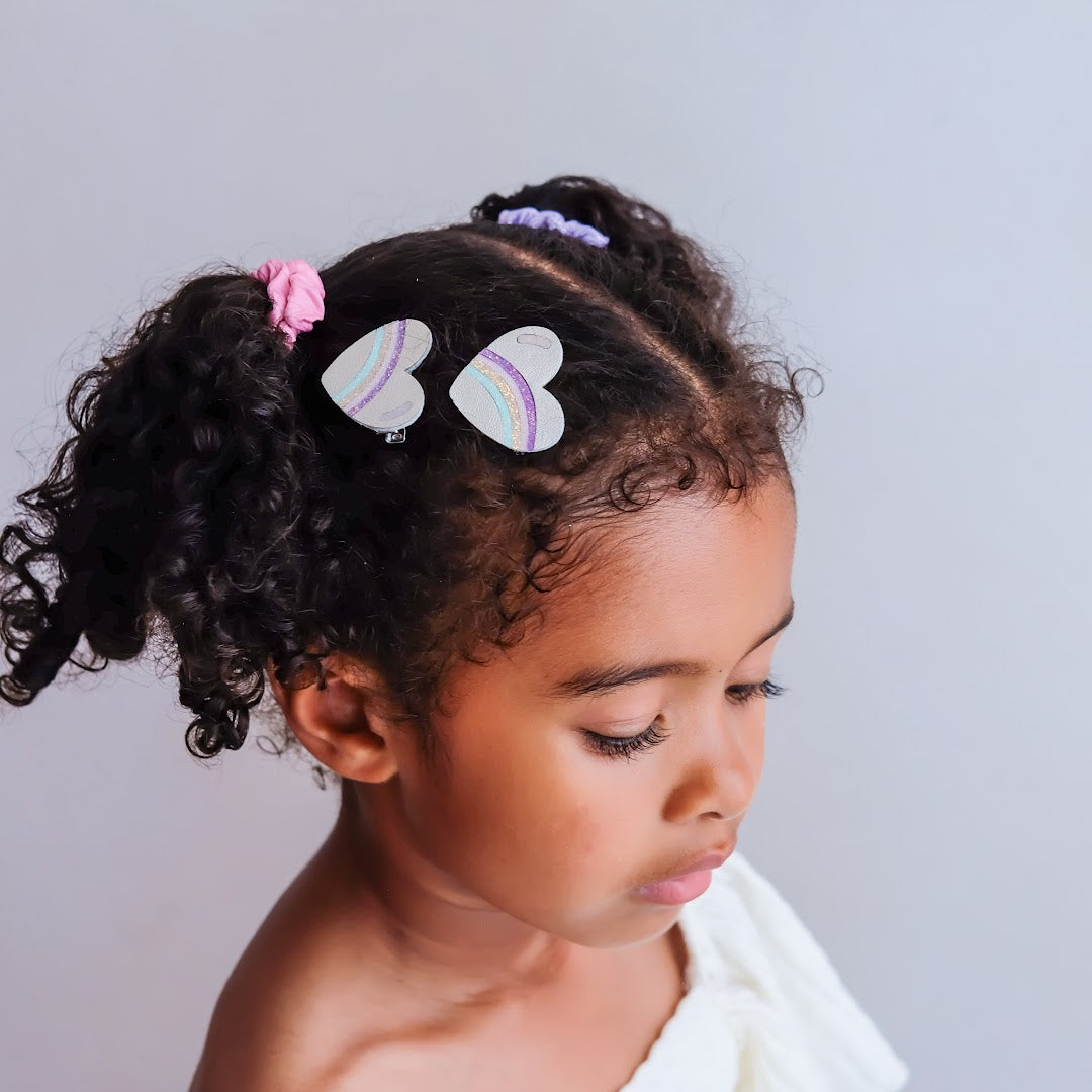 mimi & lula haarclipjes rainbow stripe heart - 2st