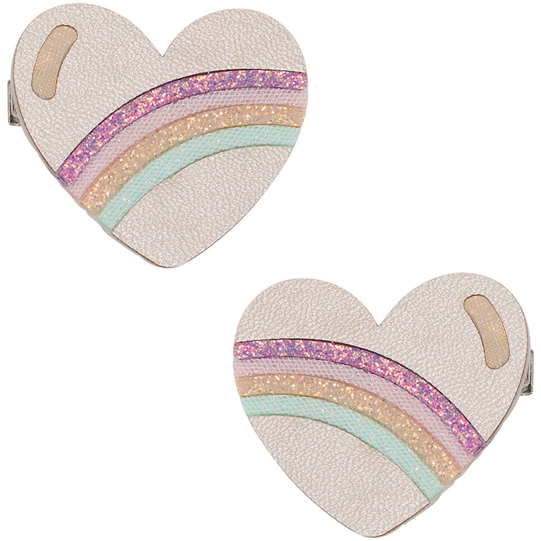 mimi & lula haarclipjes rainbow stripe heart - 2st