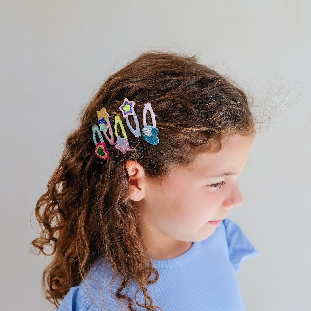 mimi & lula haarclipjes mini layered hearts and stars - 5st