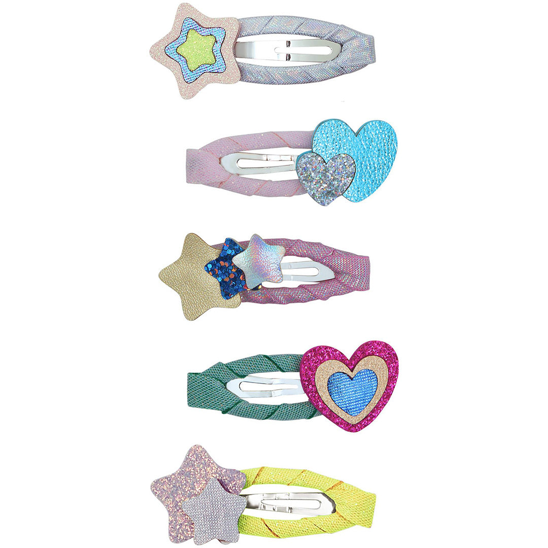 mimi & lula haarclipjes mini layered hearts and stars - 5st
